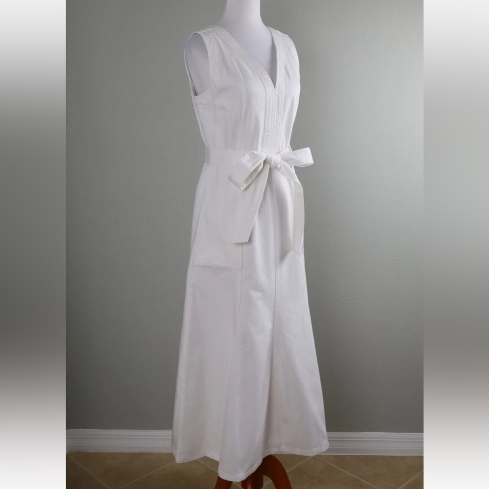 SUNDANCE Catalog NWT ‘Poppy’ Denim Jean Midi Belted Dress in White Size 12 - Picture 8 of 13